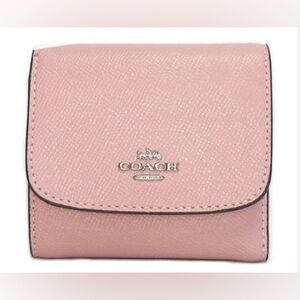 Coach Leather Small Trifold wallet Pink Carnation